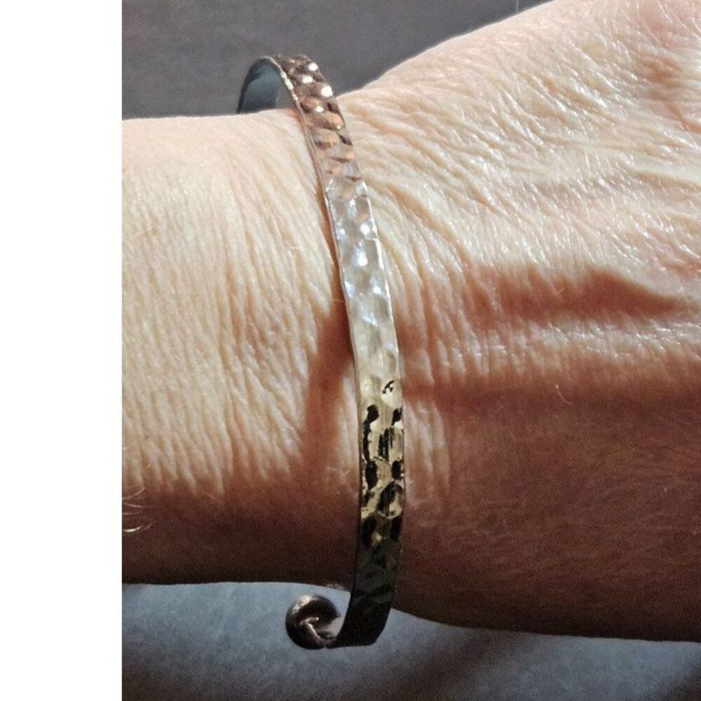 Silver tone hammered cuff bracelet 7.5"